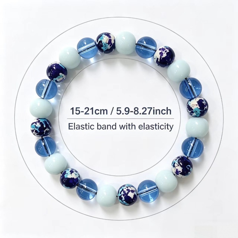 Light Blue Translucent Bead Floral Bracelet, Girly Style